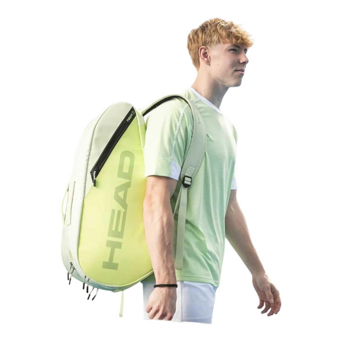 Jugador con paletero Radach Sports Head Tour amarillo neón para 7 palas, diseño ergonómico y deportivo
