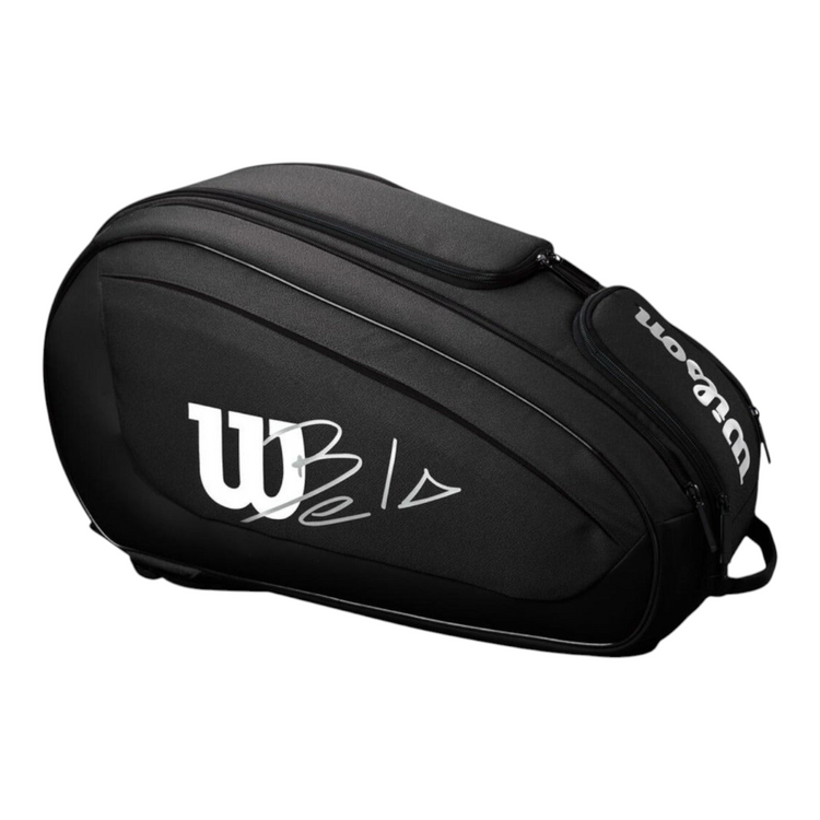 Paletero Radach Sports Wilson Bela DNA Super Tour negro con revestimiento de TPU y firma de Fernando Belasteguín
