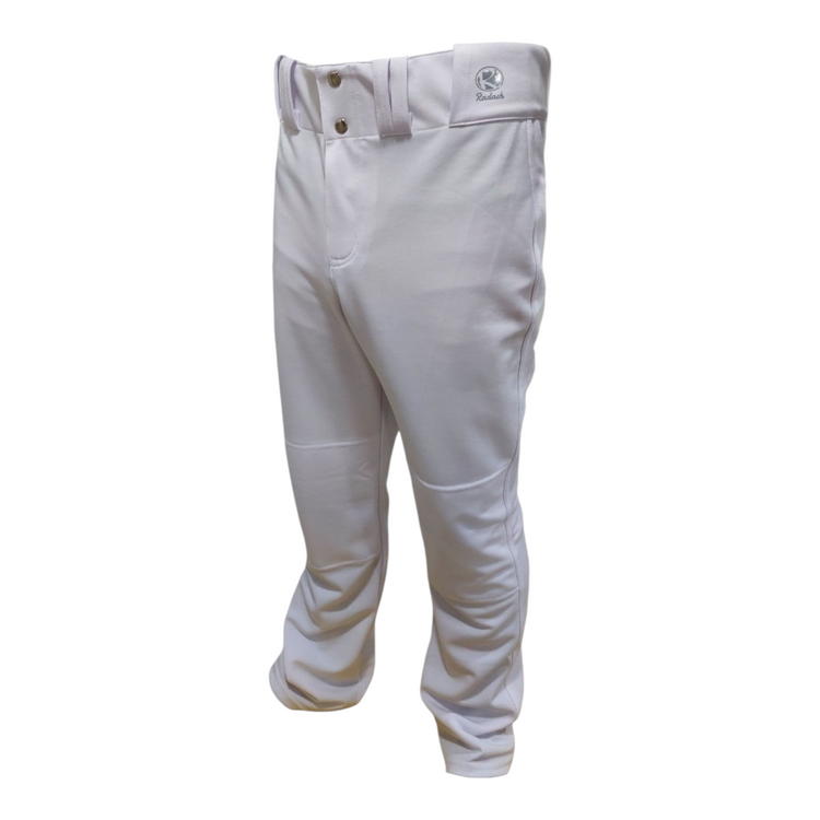 Pantalón de béisbol Radach Sports color blanco para adulto con refuerzo en rodillas y cierre de doble botón