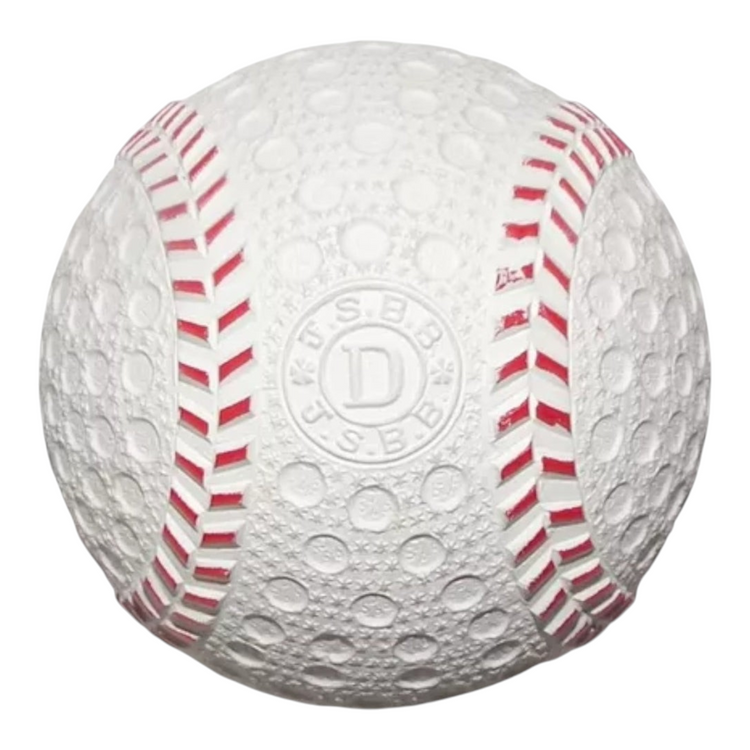 Pelota de béisbol infantil Kenko modelo D color blanco con costuras rojas, marca Radach Sports