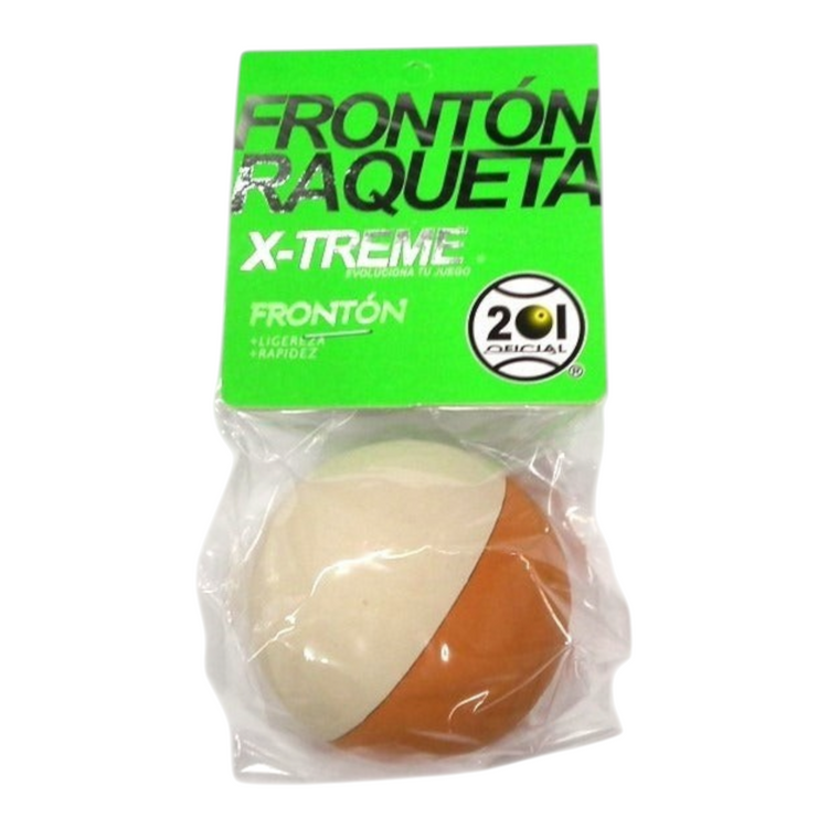 Pelota de frontenis Radach Sports Xtreme Jumbo 201 bicolor en blanco y naranja en su empaque original
