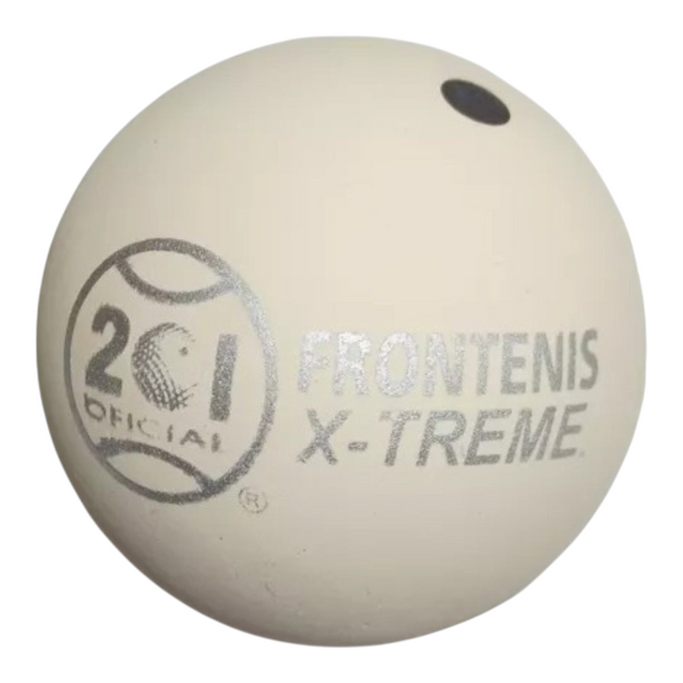 Pelota de frontenis Radach Sports 201 Xtreme Chica de color blanco con logo plateado y punto negro