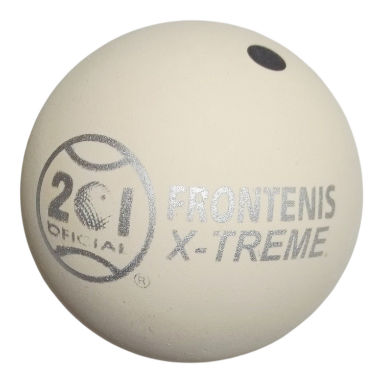 Pelota de frontenis Radach Sports 201 Xtreme blanca con logotipo plateado para alto rendimiento