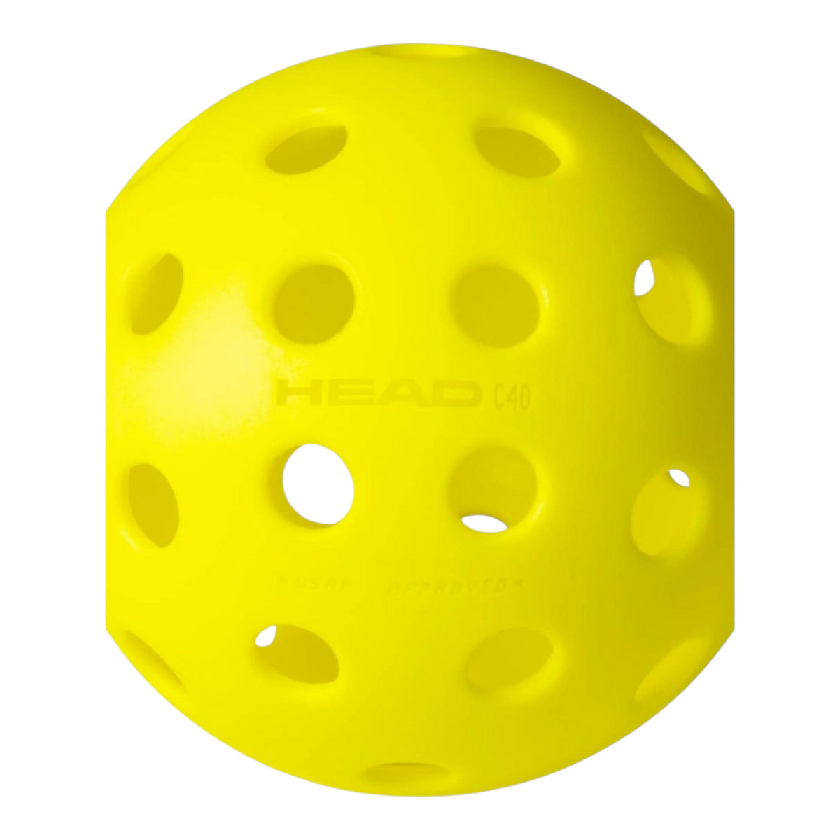 Pelota de pickleball amarilla Head Championship 40 para exteriores de Radach Sports con perforaciones precisas