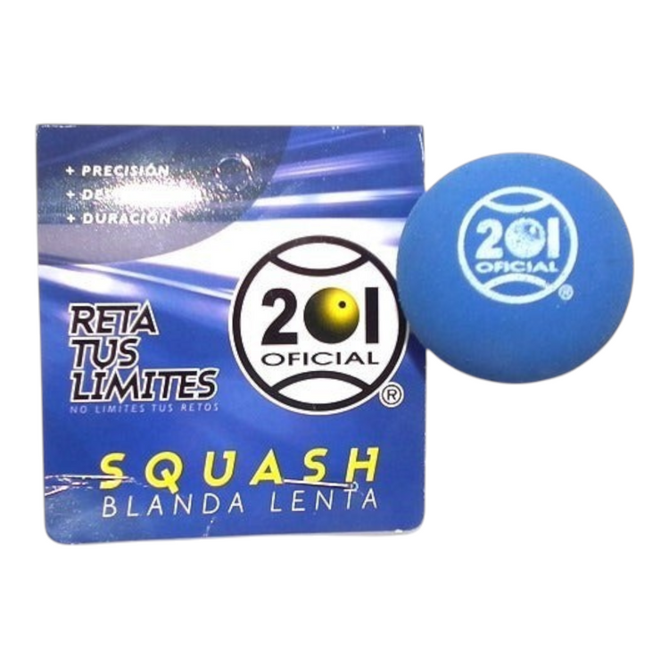 Pelota de squash Radach Sports 201 blanda lenta de color azul con empaque original