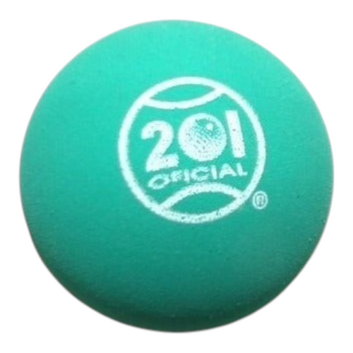 Pelota de squash Radach Sports modelo 201 Oficial de color verde, diseñada para juego recreativo y rebote lento.
