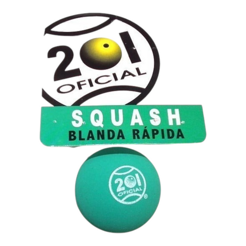 Pelota de squash Radach Sports 201 blanda rápida de color verde con logotipo oficial impreso en blanco
