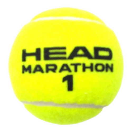 Pelota de tenis amarilla Head Marathon sin presión con logotipo negro, ideal para jugar en zonas de gran altitud