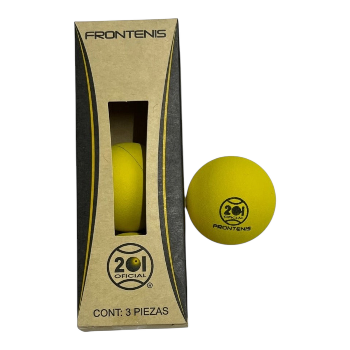 Bote de 3 pelotas de frontenis amarillas Radach Sports modelo 201 oficial para fronton mano
