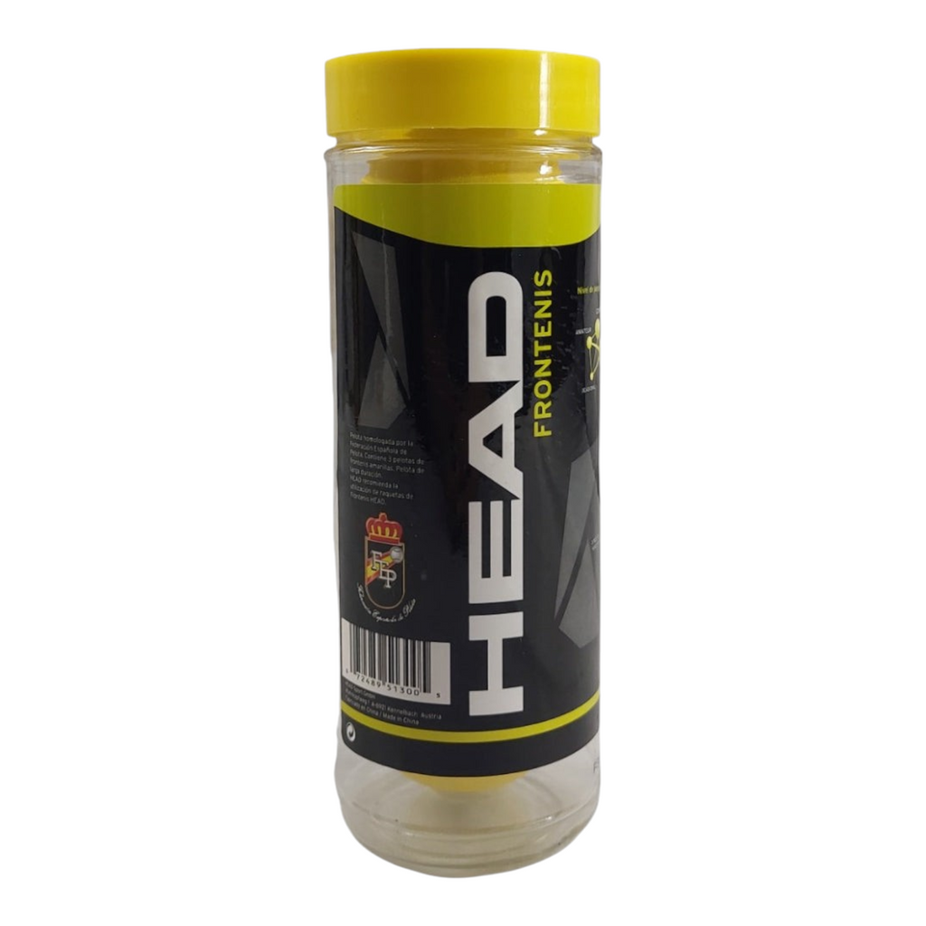 Bote de 3 pelotas de frontenis amarillas marca HEAD de Radach Sports para frontón a mano o raqueta