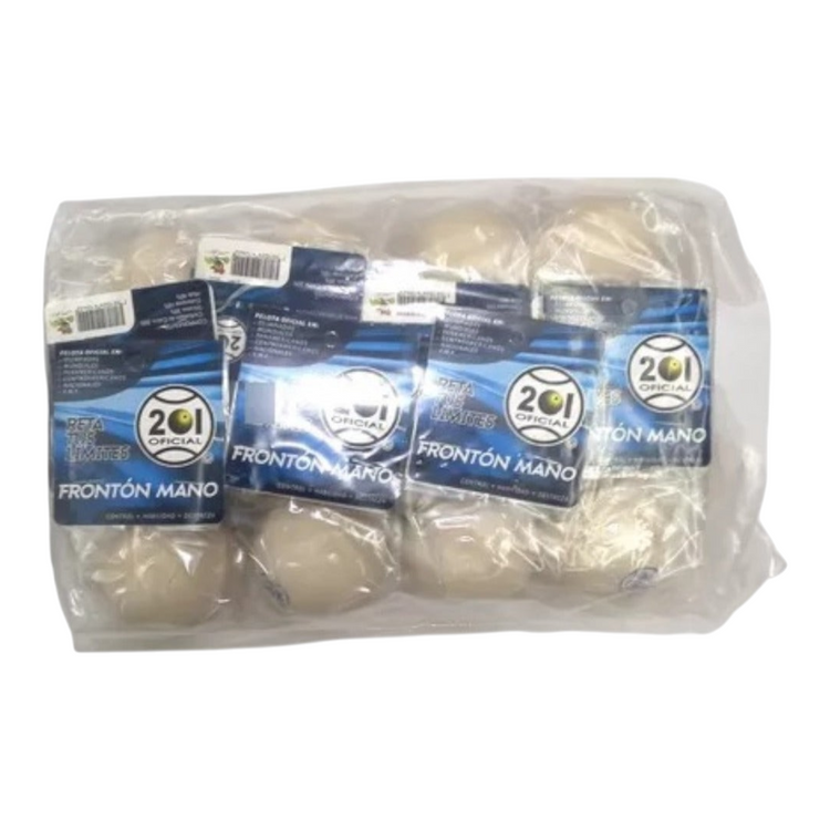 Bolsa con 12 pelotas blancas Radach Sports para frontón a mano modelo 201 con empaque oficial