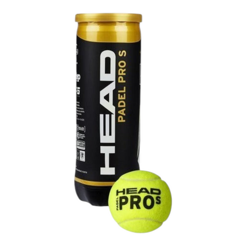 Bote de 3 pelotas de padel Head Padel Pro S de Radach Sports, color amarillo neón para mayor velocidad en el juego.