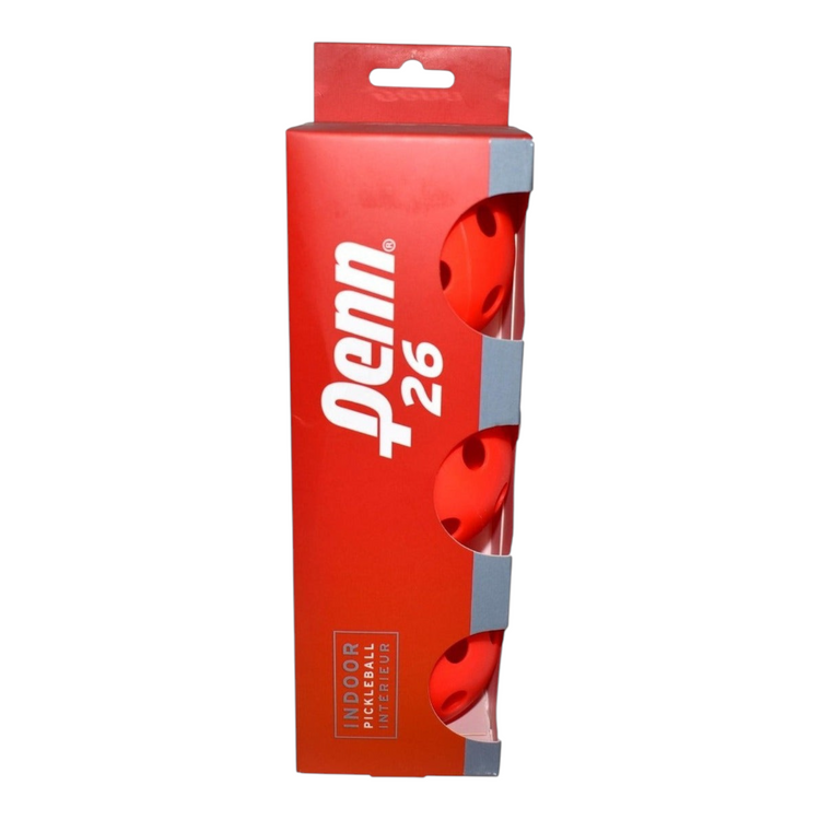 Tubo de 3 pelotas de pickleball Radach Sports Penn 26 color rojo lava para uso en interiores