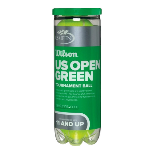Bote presurizado de pelotas de tenis Wilson US Open Green de Radach Sports para jugadores juveniles