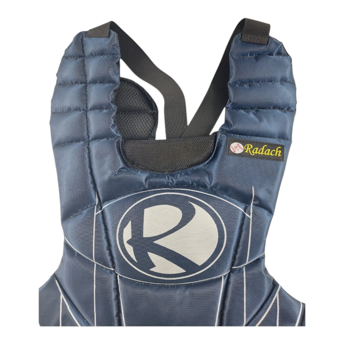 Peto de catcher Radach Sports color azul marino para béisbol y sóftbol, talla grande de adulto con diseño acolchado.