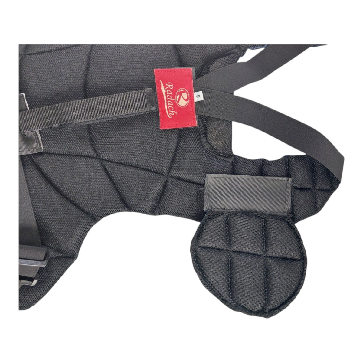 Peto de catcher Radach Sports para béisbol y sóftbol en color azul marino, talla grande con correas ajustables.