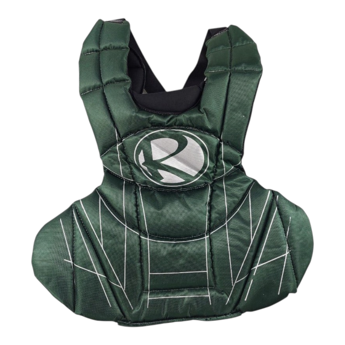 Peto de cátcher Radach Sports color verde para béisbol y softbol, talla grande de 44 cm con diseño acolchado.