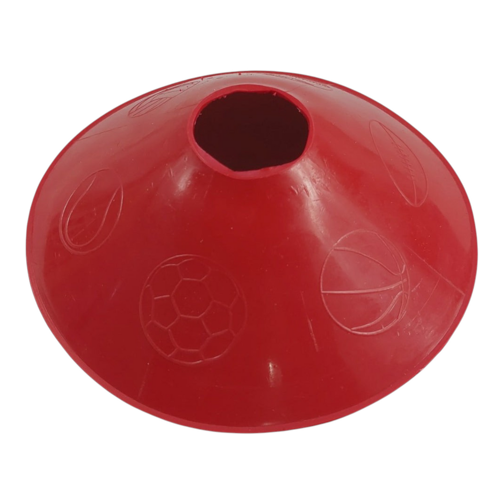 Plato de entrenamiento Radach Sports color rojo con relieves de balones deportivos para ejercicios de agilidad