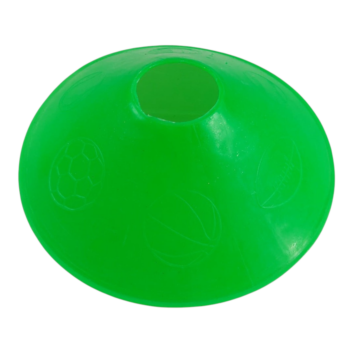 Plato de entrenamiento verde Radach Sports con relieves de balones deportivos para ejercicios de agilidad