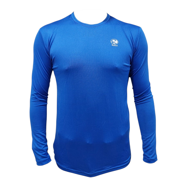 Playera deportiva de manga larga Radach Sports en color azul rey, fabricada en licra cómoda y transpirable.