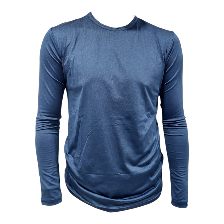 Playera deportiva de manga larga Radach Sports en color azul marino, fabricada en licra cómoda y transpirable.
