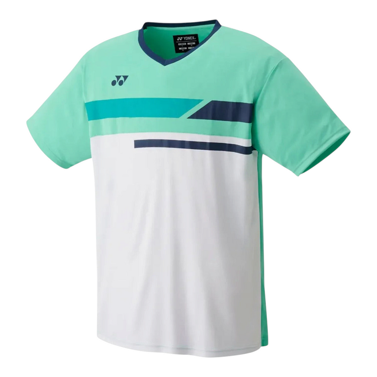 Playera deportiva Radach Sports Yonex Team color menta y blanco de poliéster para tenis y pádel con cuello en V