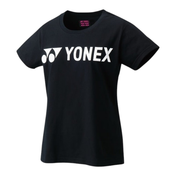 Playera deportiva Radach Sports Yonex para mujer en color negro con logo blanco y protección contra rayos UV