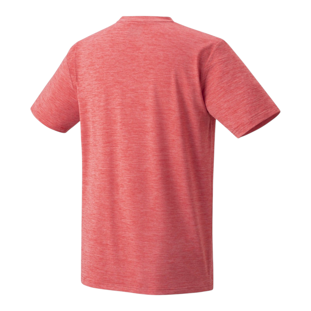 Vista trasera de la playera deportiva Radach Sports Yonex Tour Elite en color rosa geranio con tejido ligero