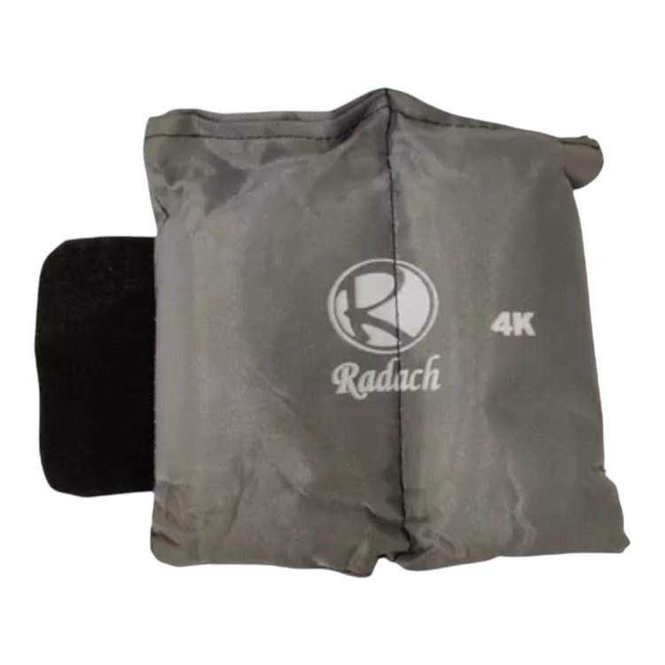 Polaina para pie Radach Sports de 4kg en color gris, fabricada en lona resistente con cierre de velcro ajustable.