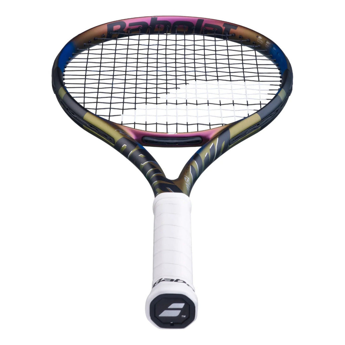 Raqueta de tenis Radach Sports Babolat Pure Drive Team Spectra con acabado iridiscente y grip blanco