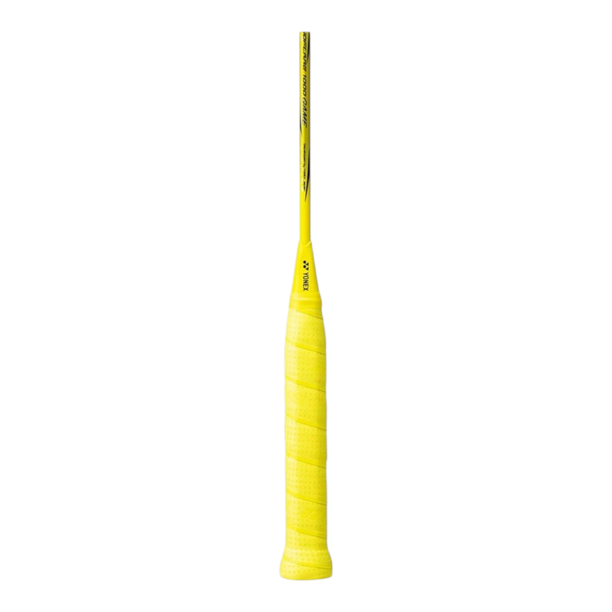 Raqueta de bádminton Radach Sports Yonex Nanoflare 1000 Game en color amarillo brillante con diseño aerodinámico.