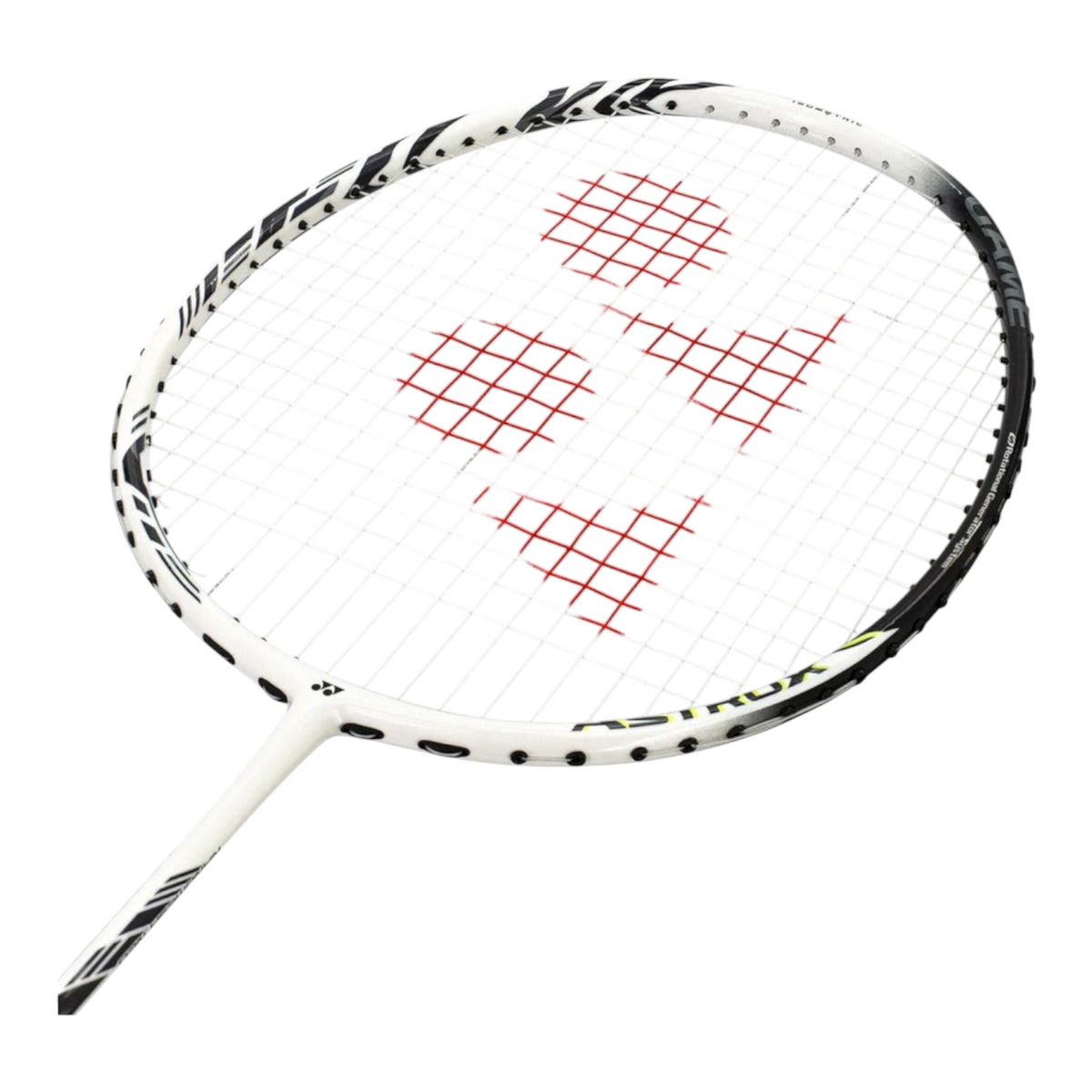 Raqueta de bádminton Radach Sports Yonex Astrox 99 Game White Tiger con marco blanco y negro y cordaje con logo