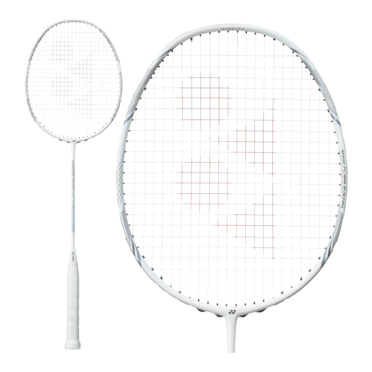 Raqueta de bádminton Radach Sports Yonex Nanoflare Nextage blanca y gris con diseño aerodinámico y acabado mate