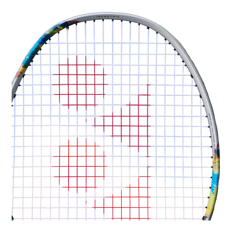 Cabeza de raqueta de bádminton Radach Sports Yonex Nanoflare con marco aerodinámico y diseño gráfico colorido