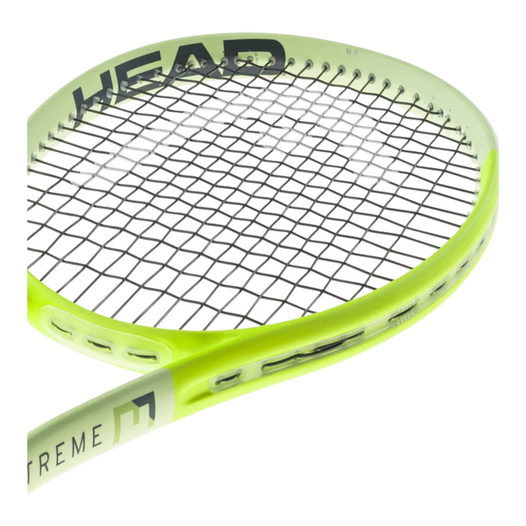 Raqueta de tenis Radach Sports Head Extreme MP 2024 color amarillo neón con tecnología Auxetic 2.0 y ojales de efecto