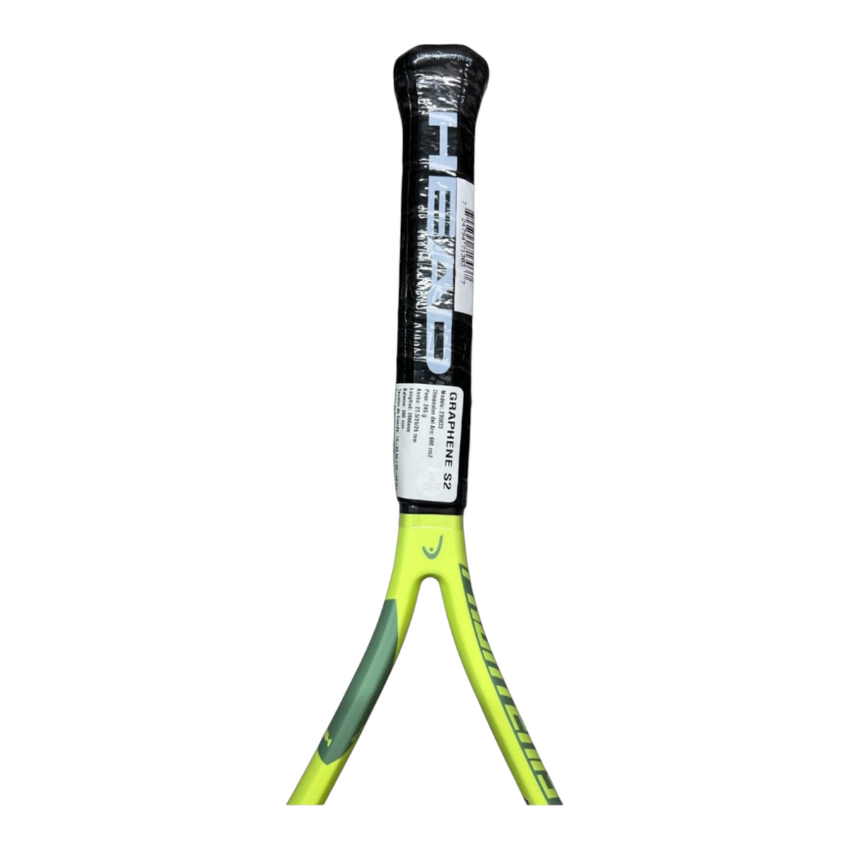 Raqueta de frontenis Radach Sports Head S2 Graphene con marco amarillo neón y empuñadura negra