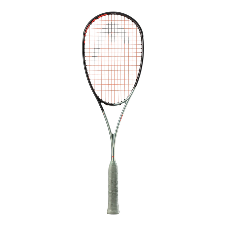 Raqueta de squash Radach Sports Head Radical 135 Slimbody con diseño asimétrico en negro y naranja y marco aerodinámico