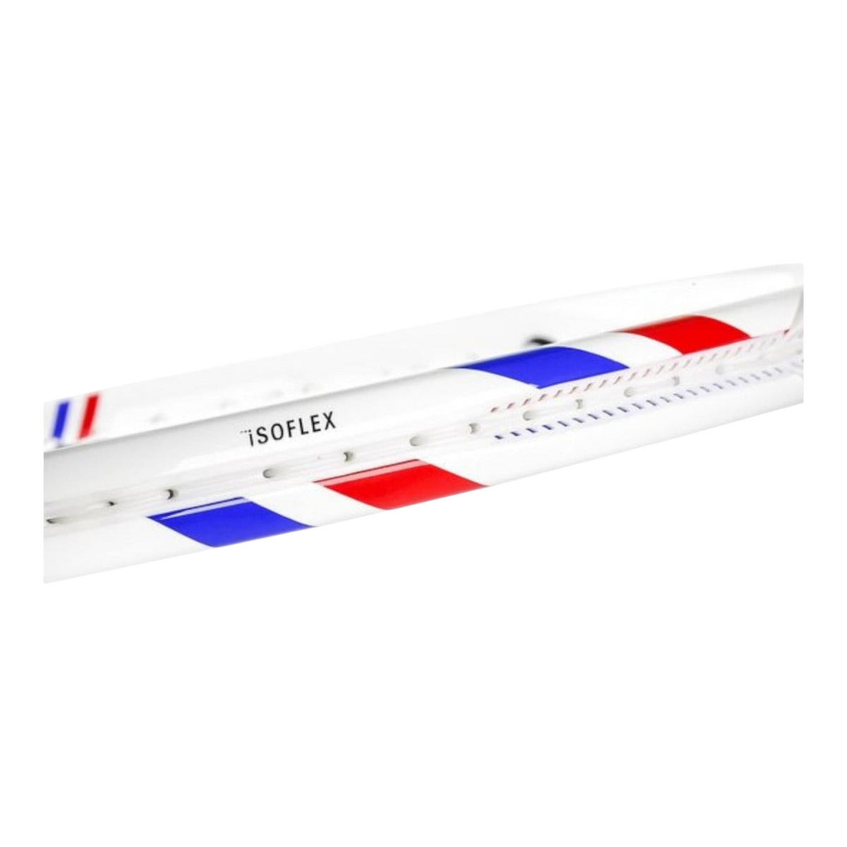Detalle del marco de la raqueta Tecnifibre T-Fight de Radach Sports con tecnología Isoflex y diseño tricolor