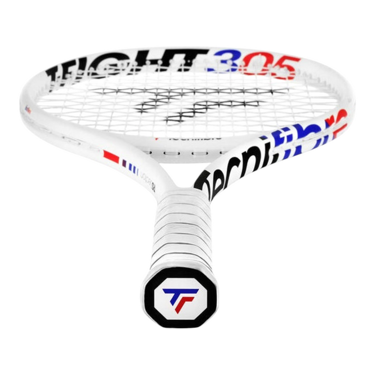 Raqueta de tenis Radach Sports Tecnifibre Tfight 305 Isoflex blanca con detalles en azul y rojo