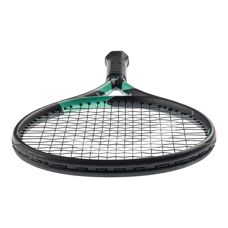 Raqueta de tenis Radach Sports Head Attitude Supreme en color negro y verde azulado con diseño preencordado