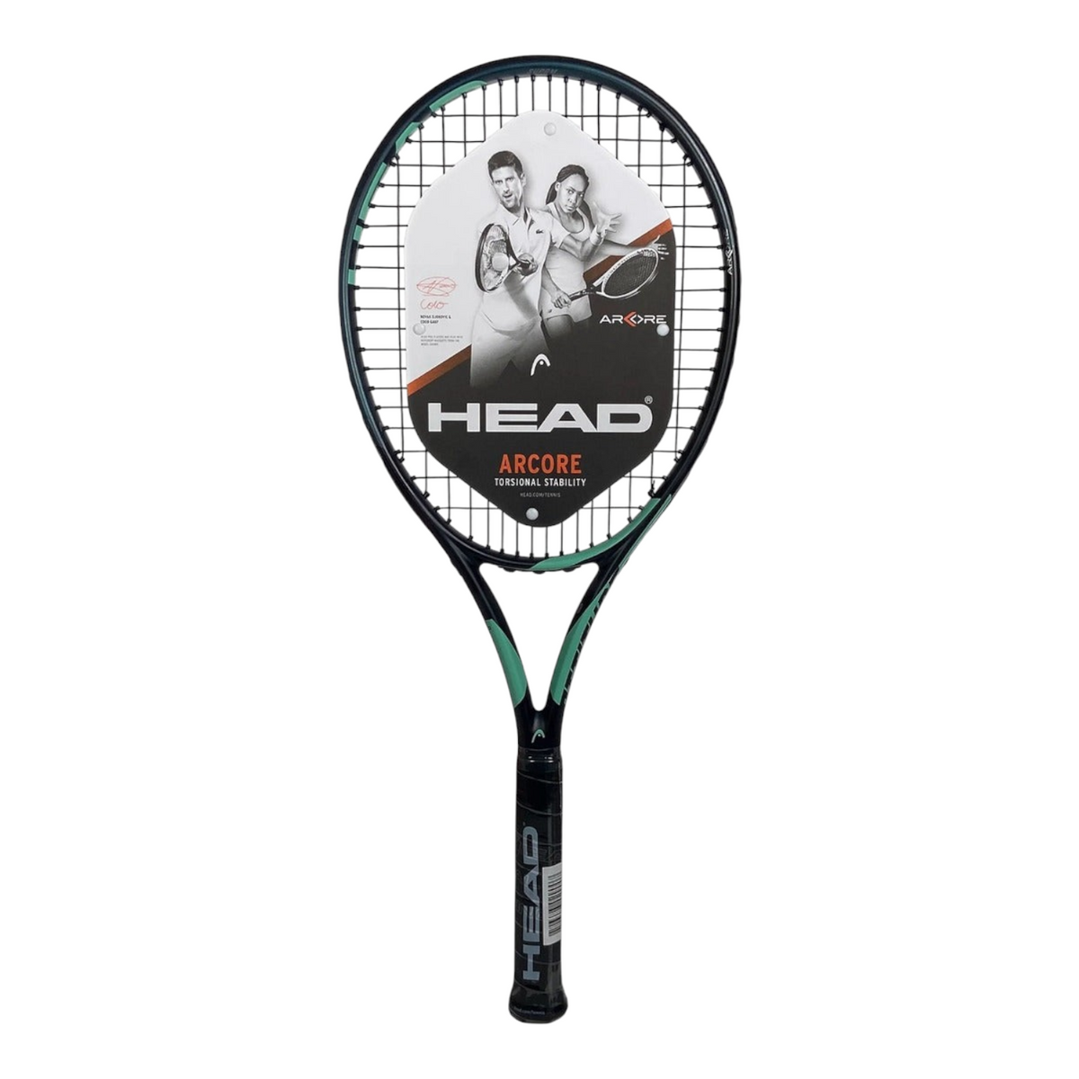 Raqueta de tenis Radach Sports Head Attitude Supreme en color negro y verde azulado con diseño preencordado