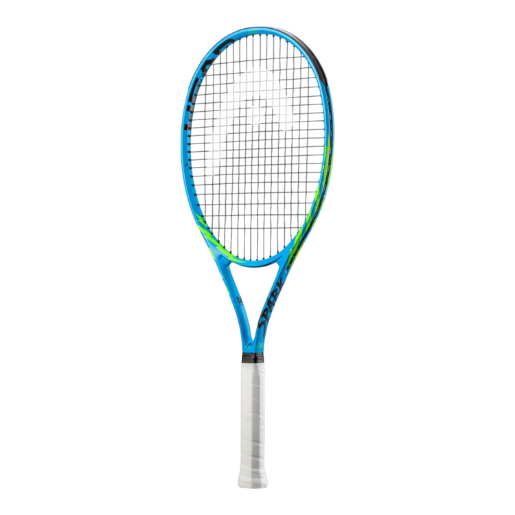 Raqueta de tenis Head Mx Spark Elite azul con detalles verdes, vendida por Radach Sports, preencordada y ligera.