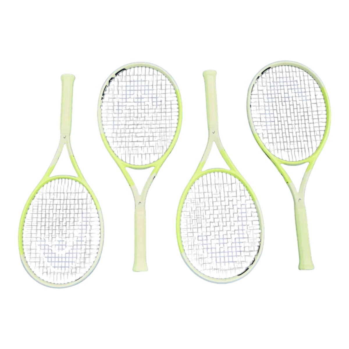 Cuatro raquetas de tenis Head Extreme Team 2024 en color amarillo neón, disponibles en Radach Sports
