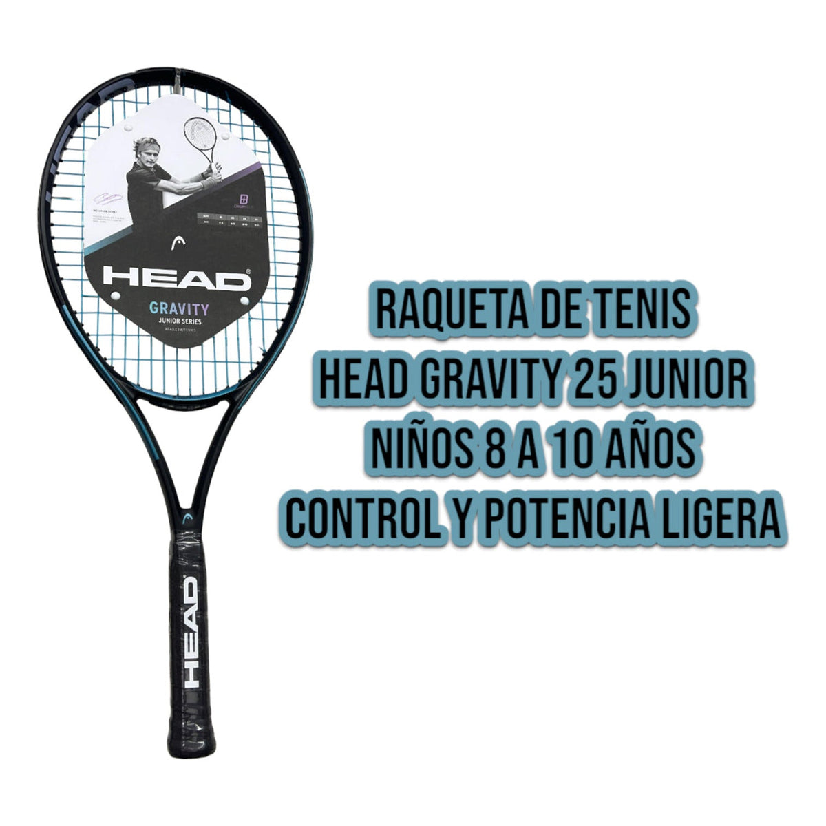 Raqueta de tenis Radach Sports HEAD Gravity 25 Junior de grafito para niños de 8 a 10 años con tecnología Innegra