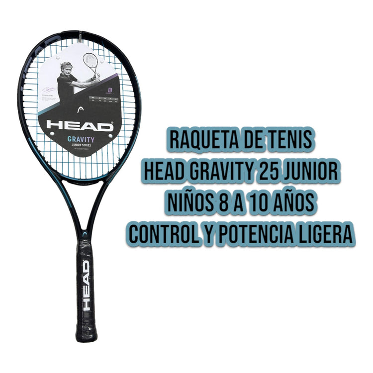 Raqueta de tenis Radach Sports HEAD Gravity 25 Junior de grafito para niños de 8 a 10 años con tecnología Innegra