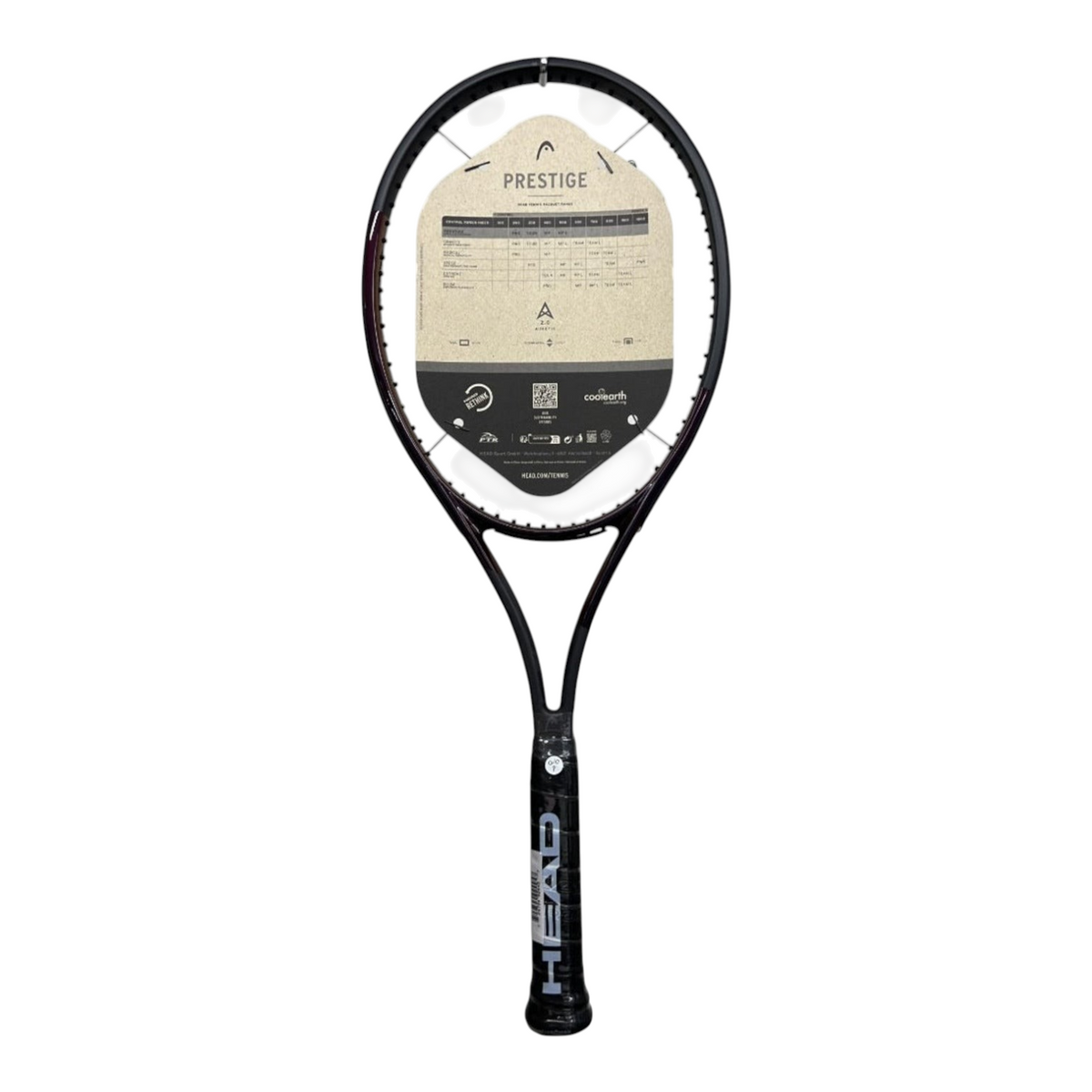 Raqueta de tenis Head Prestige MP L 2023 de 300g con etiqueta de especificaciones en Radach Sports