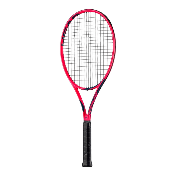 Raqueta de tenis Radach Sports Head Attitude Comp en color rojo vibrante con detalles en azul y mango negro