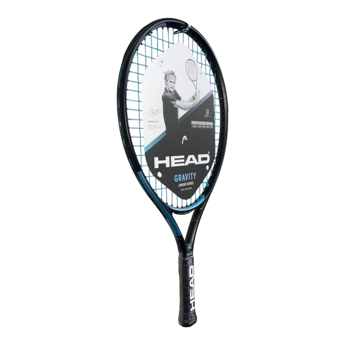 Raqueta de tenis junior Radach Sports Head Gravity 21 en color negro y azul para niños de 4 a 6 años