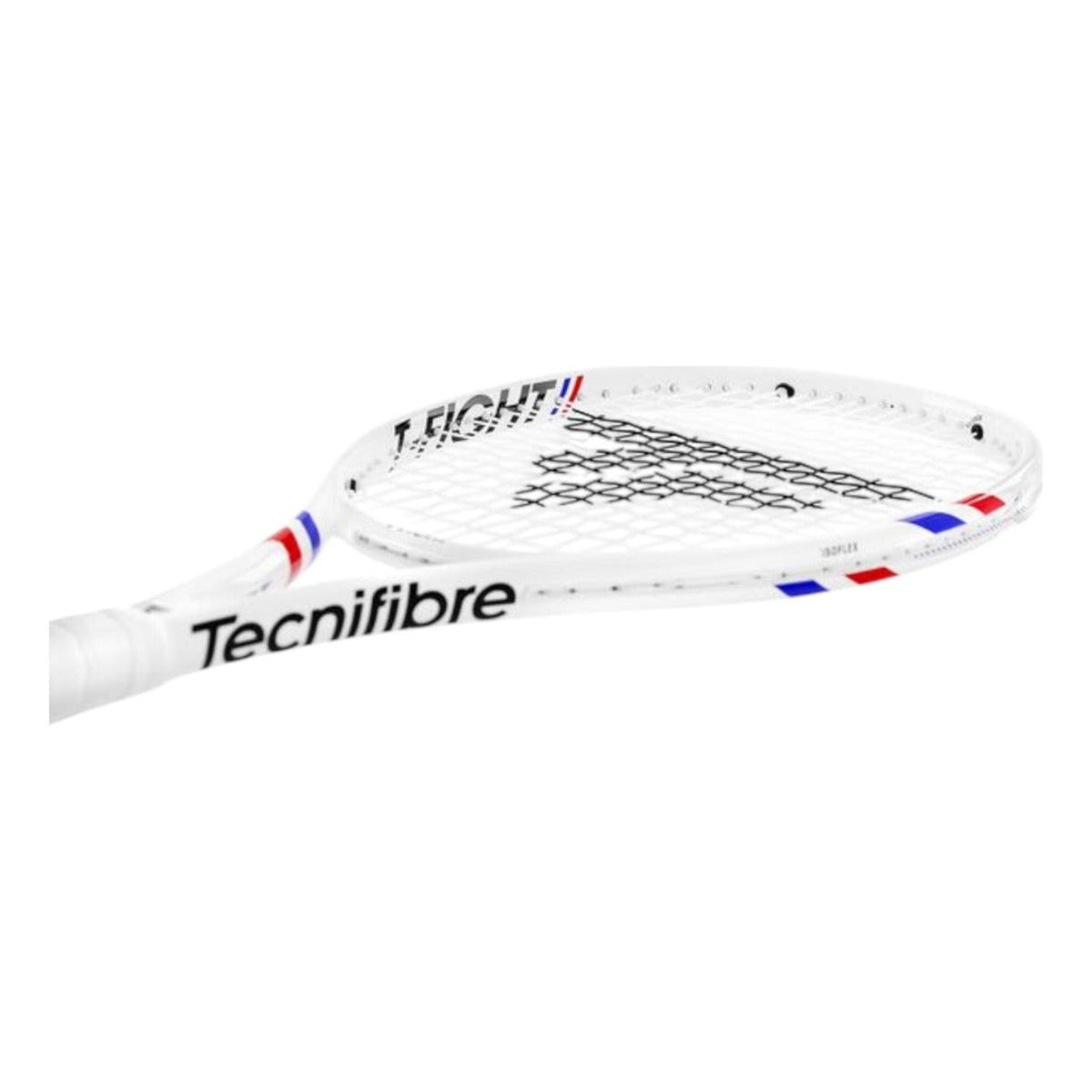 Raqueta de tenis Tecnifibre T-Fight 270g blanca con detalles tricolores, disponible en Radach Sports