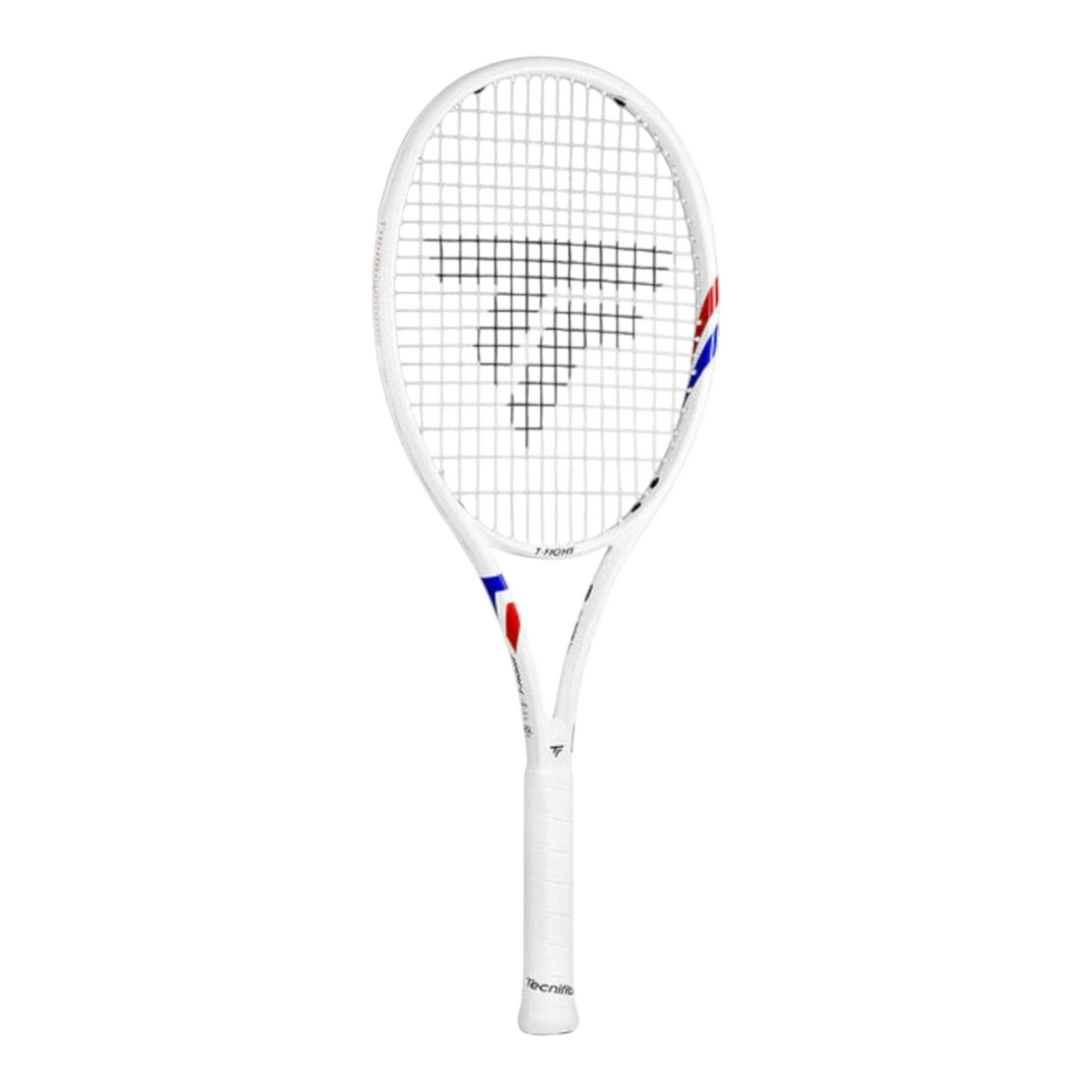 Raqueta de tenis Tecnifibre T-Fight 300g blanca con detalles tricolores, disponible en Radach Sports